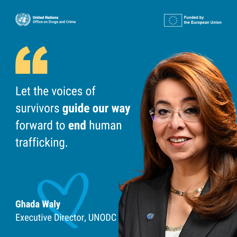 UNODC_OrgCrime's tweet photo. At #VoicesOfResilience Forum, @GhadaFathiWaly highlighted that @UNODC is committed to truly listening to survivors.

Their voices and expertise matter.

They are equal partners in the fight against human trafficking.