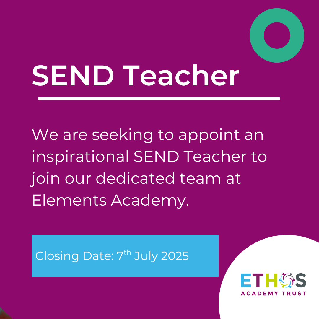 Elements Academy are looking for a SEND Teacher who will lead a group of pupils with Educational, Health and Care plans; planning and delivering outstanding cross curricular learning opportunities.

Are you looking for an exciting, new challenge? bit.ly/4kIdqhj