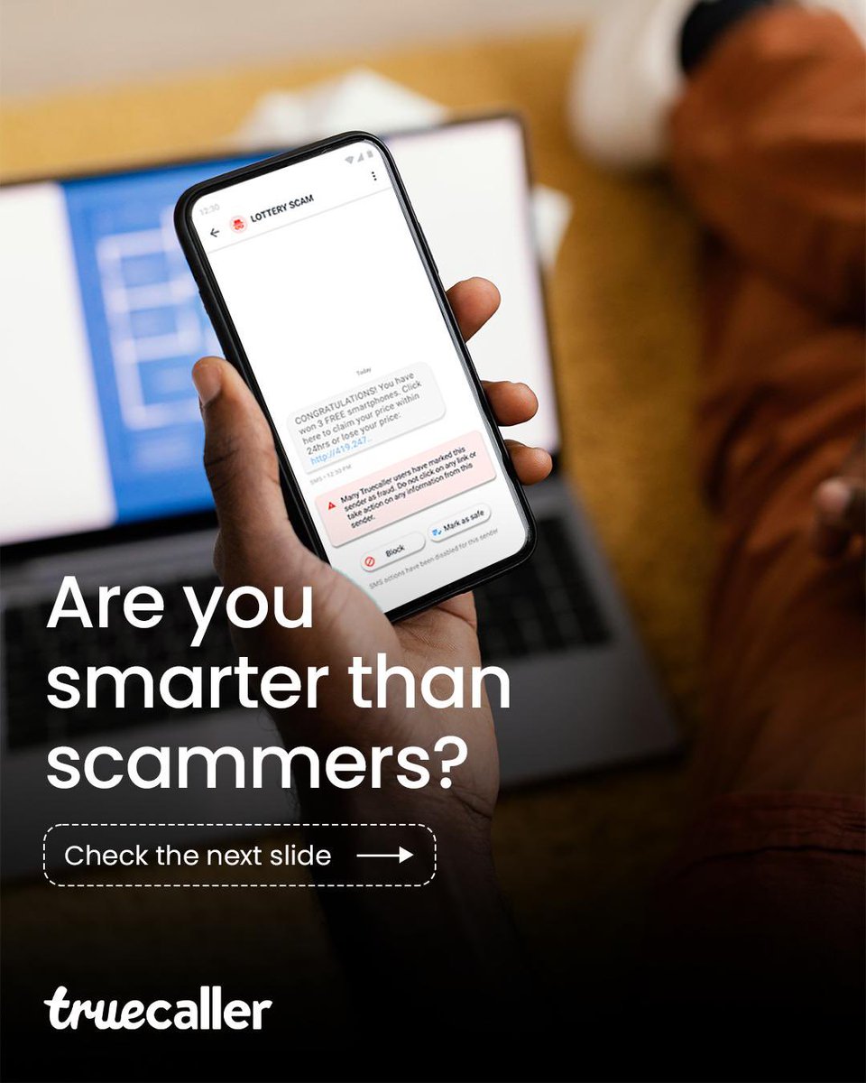 Truecaller_ng's tweet image. Again, are you smarter than scammers? What's your answer?

#TruecallerScamQuiz #Truecaller #TakeTheRIghtCall