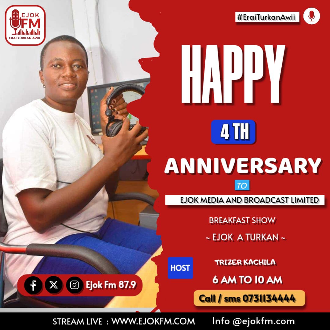 EjokRadio's tweet photo. Dear Fan this is the Fourth Coming EJOK Anniversary 
Be ready to have the Big team lead by Radio girl Trizer Kachila in your area.
#EjokFm
#Likes https://t.co/RduUxwUqJq