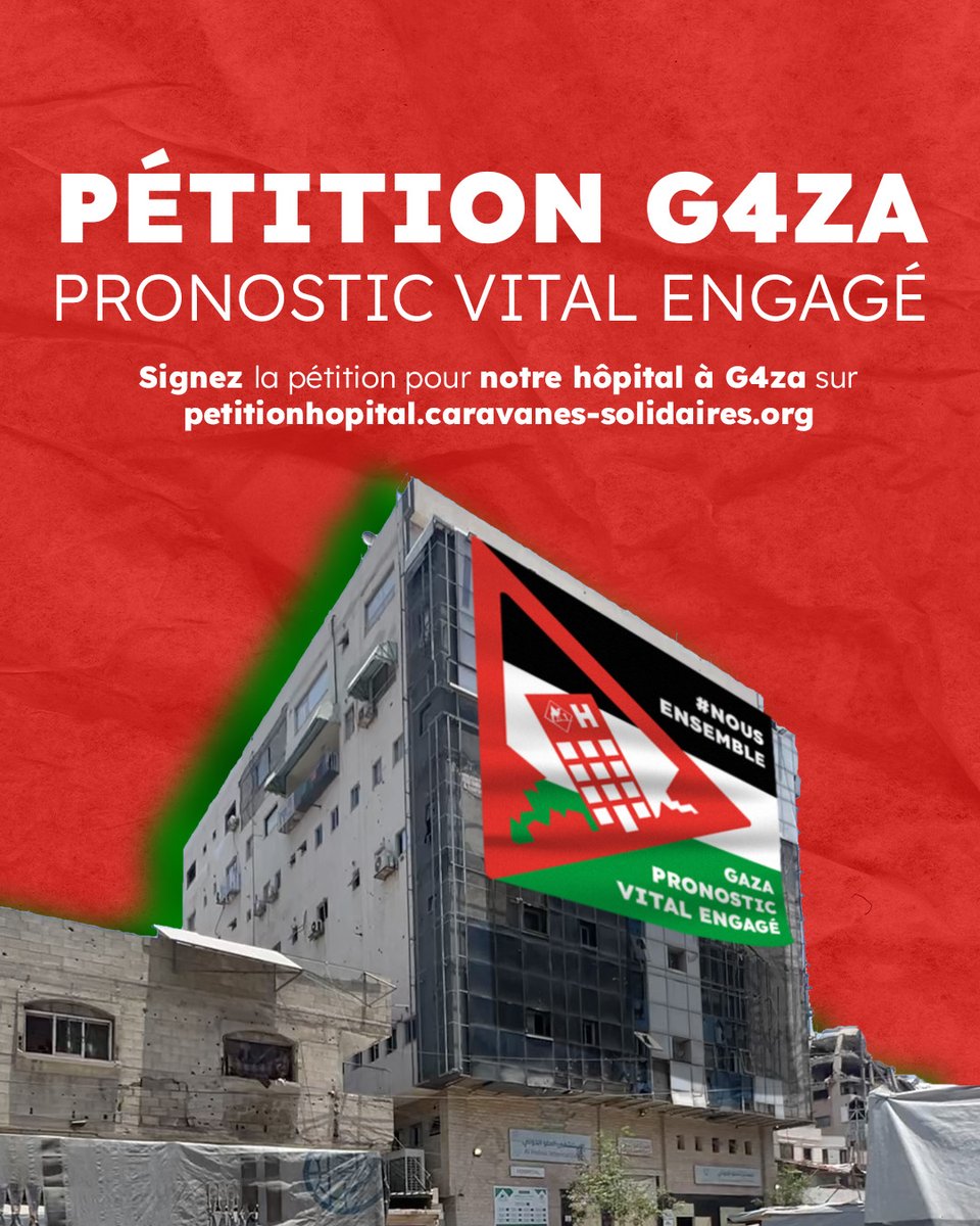 🚨 L’hôpital Caravanes Solidaires à #Gaza est en danger.

Sous les b*mbardements, nos soignants sauvent des vies dans des conditions extrêmes.

✍️ Signez notre #pétition pour :
✅ Le reconnaître comme zone protégée
✅ Obtenir un couloir humanitaire
Lien en bio. 

#pétitiongaza