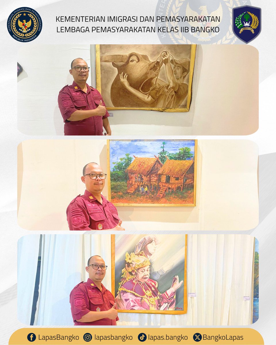 lapasbangko_'s tweet photo. Tiga Karya Lukisan Warga Binaan Lapas Kelas IIB Bangko Lolos Kurasi dan Tampil di Pameran "Temu Karya Perupa se-Provinsi Jambi" https://t.co/XkvOnAvizK
