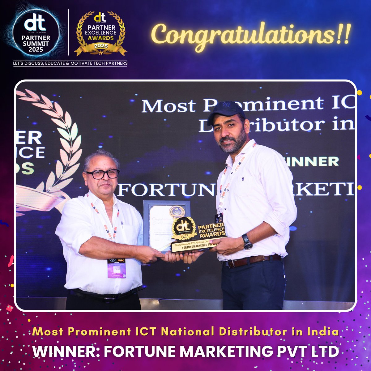 dterminalIN's tweet image. 🎉 Many Congratulations to FORTUNE MARKETING PVT LTD on winning Most Prominent ICT National Distributor in India Award at the prestigious DT Partner Excellence Awards 2025! 🏆👏

👉 Watch Complete DT Partner Summit 2025:
 youtube.com/live/PdLQm8qok…

#DTPS #DTPS2025