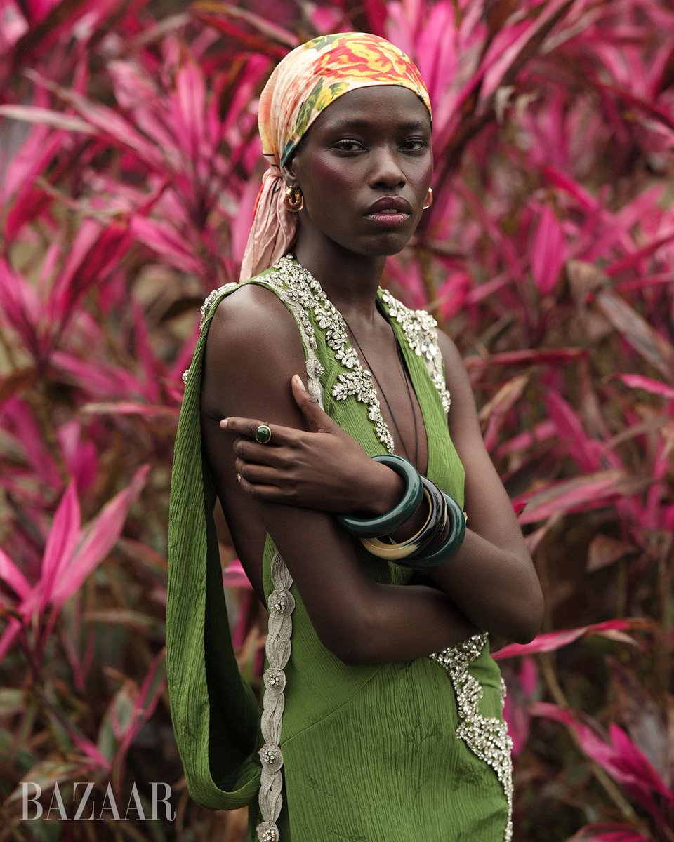 jacquemusx's tweet image. Awar Odhiang by Pieter Hugo for Harper’s Bazaar