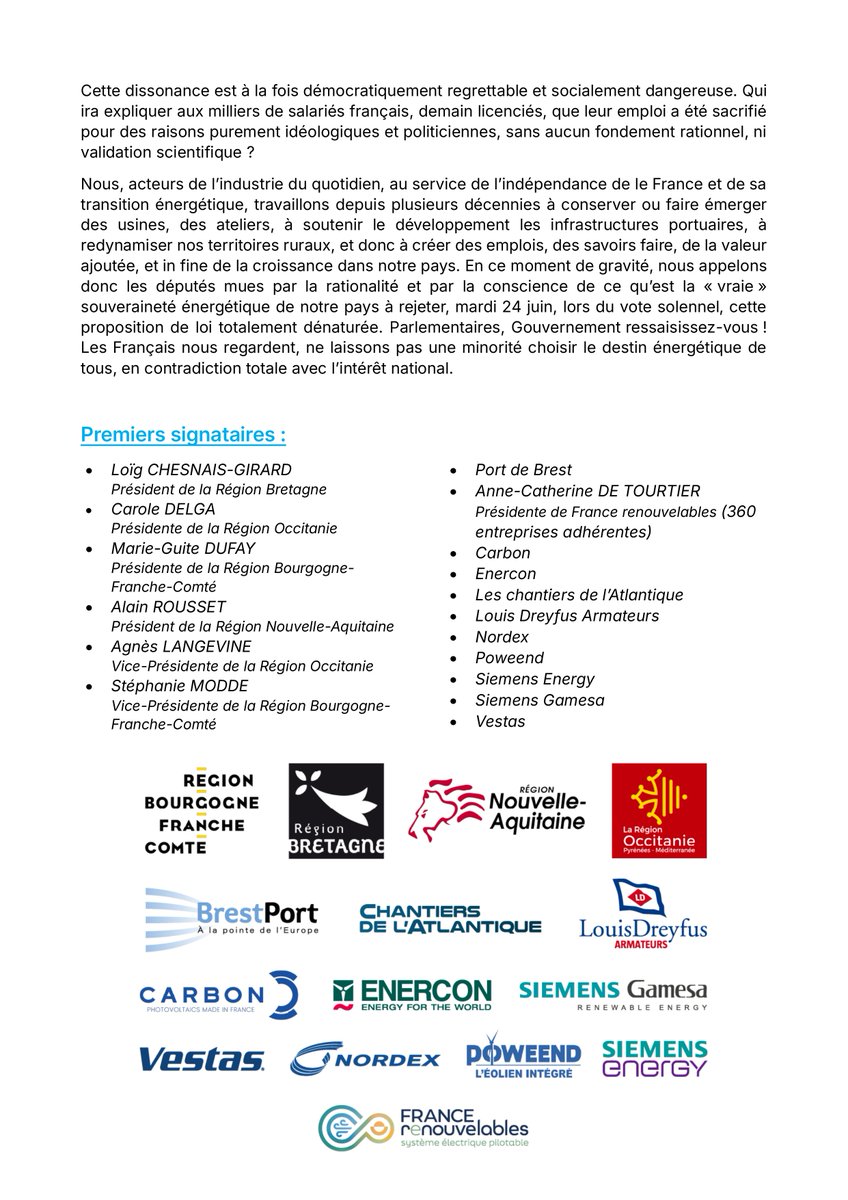 [#LettreOuverte] Parlementaires, Gouvernement ressaisissez-vous ! Les Français nous regardent, ne laissons pas une minorité choisir le destin énergétique de tous, en contradiction totale avec l’intérêt national.

À quelques heures d'un vote crucial pour l'avenir de la