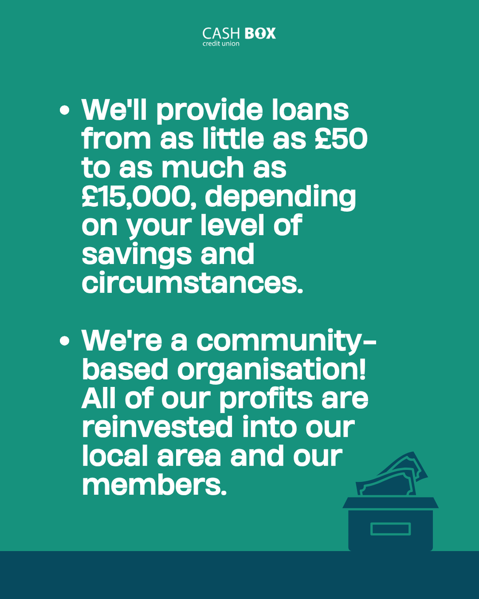 There are hundreds of banks and schemes you could turn to if you need a loan. So why Cash Box?

Because we offer fair, affordable credit, with profits reinvested into the place you call home. 🏘️

This is why Cash Box!
cashbox.org.uk/loans/