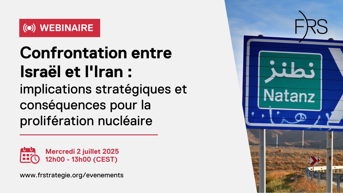 FRS (@frs_org) on Twitter photo 🚨Comprendre l’escalade #Israël-#Iran : rendez-vous mercredi 2 juillet pour une webconférence FRS « Confrontation entre Israël et l'Iran : implications stratégiques et conséquences pour la prolifération nucléaire »
Fin juin, des frappes israéliennes et américaines contre des 🚨Comprendre l’escalade #Israël-#Iran : rendez-vous mercredi 2 juillet pour une webconférence FRS « Confrontation entre Israël et l'Iran : implications stratégiques et conséquences pour la prolifération nucléaire »
Fin juin, des frappes israéliennes et américaines contre des