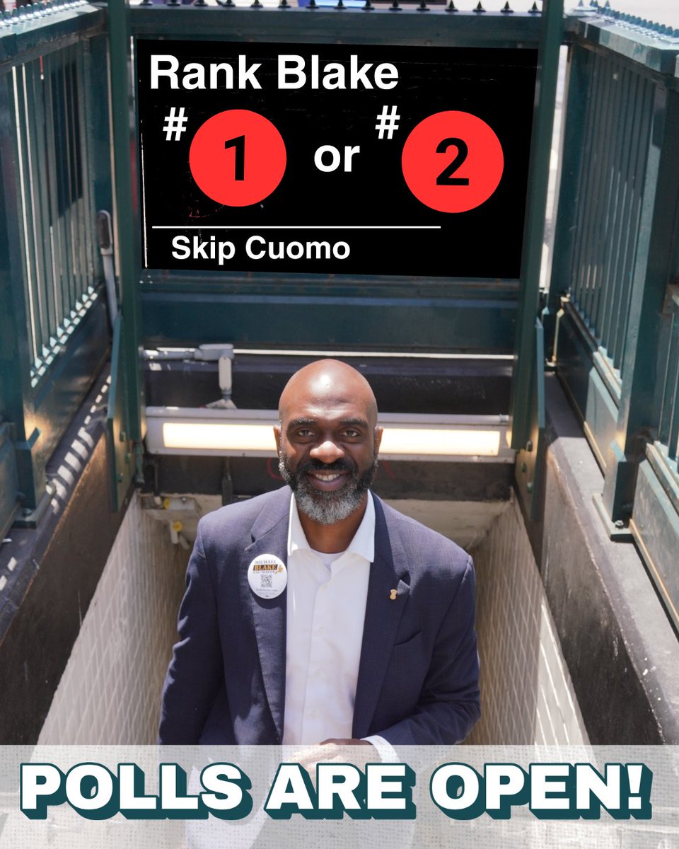 blake4nycmayor's tweet image. Polls are open today 6am-9pm. Rank Blake #1. #BelieveInBlake #BlakeForMayor #MichaelBlake
findmypollsite.vote.nyc