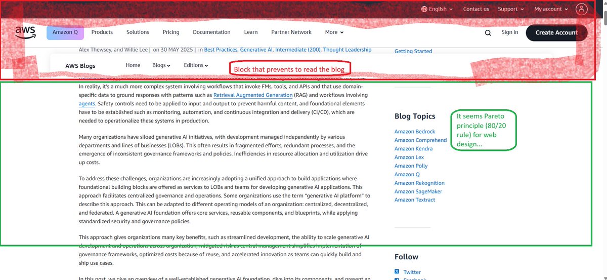 bi0morph's tweet image. No one cares about UX any more.
What is the correct way to read that #awsblog?
#ux #badux #internetforAI