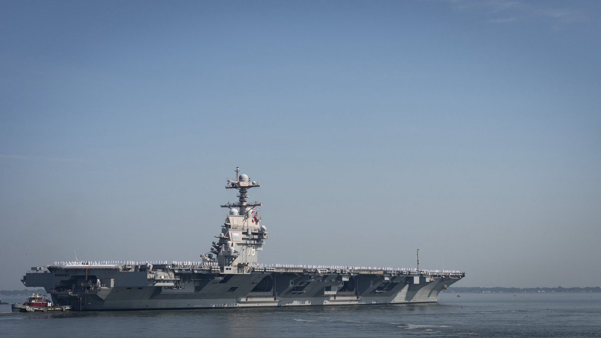 US2ndFleet's tweet image. The world's largest aircraft carrier, USS Gerald R. Ford (CVN 78), departs Naval Station Norfolk, June 24, for a regularly scheduled deployment.
#CVN78 #Ready2Fight