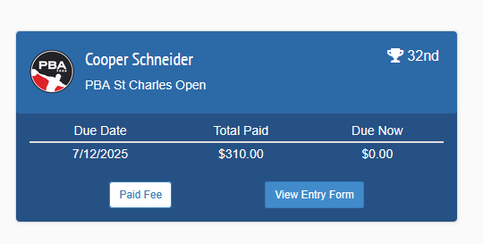 Signed up for the St. Charles Open bowling regional event on July 11th-13th. Hoping I can do decent with the big boys.