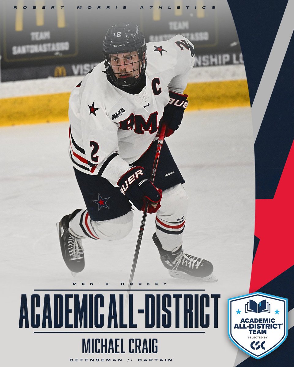 RMU Men’s Hockey (@rmumhockey) on Twitter photo Huge congratulations to Michael Craig, Mitch Deelstra, Cameron Garvey, and Gavin Gulash for earning <a href="/CollSportsComm/">College Sports Communicators</a> Academic All-District® At-Large honors!📚🏒So proud of their dedication in the classroom and on the ice!
📰: shorturl.at/XU9DL
#BobbyMo Huge congratulations to Michael Craig, Mitch Deelstra, Cameron Garvey, and Gavin Gulash for earning <a href="/CollSportsComm/">College Sports Communicators</a> Academic All-District® At-Large honors!📚🏒So proud of their dedication in the classroom and on the ice!
📰: shorturl.at/XU9DL
#BobbyMo