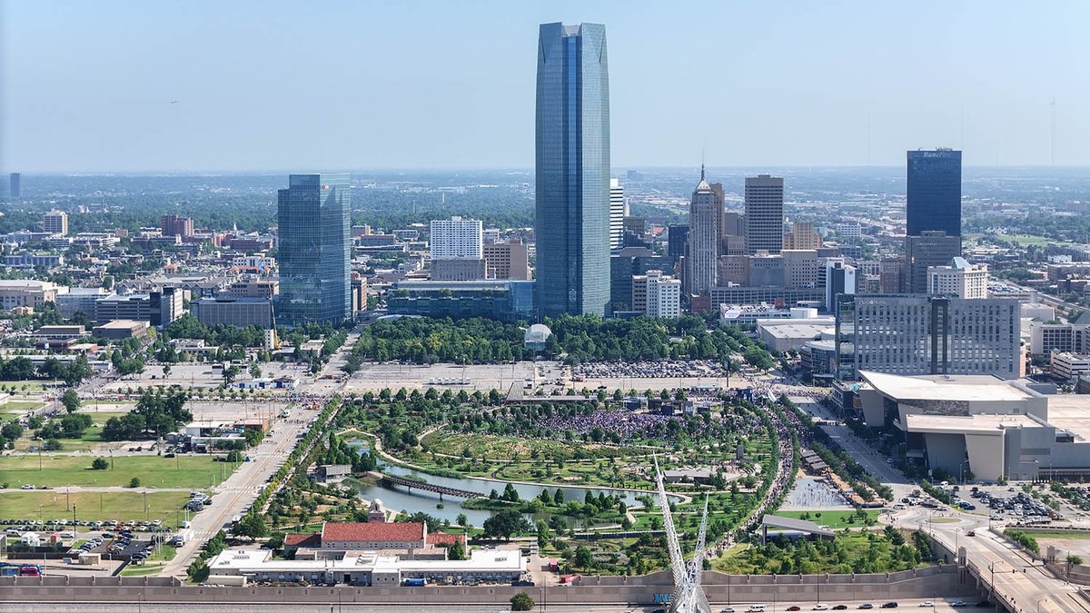 OKCTalk's tweet image. Huge crowds massing at and around Scissortail Park for the Thunder championship parade.
@ScissortailPark @okcthunder
