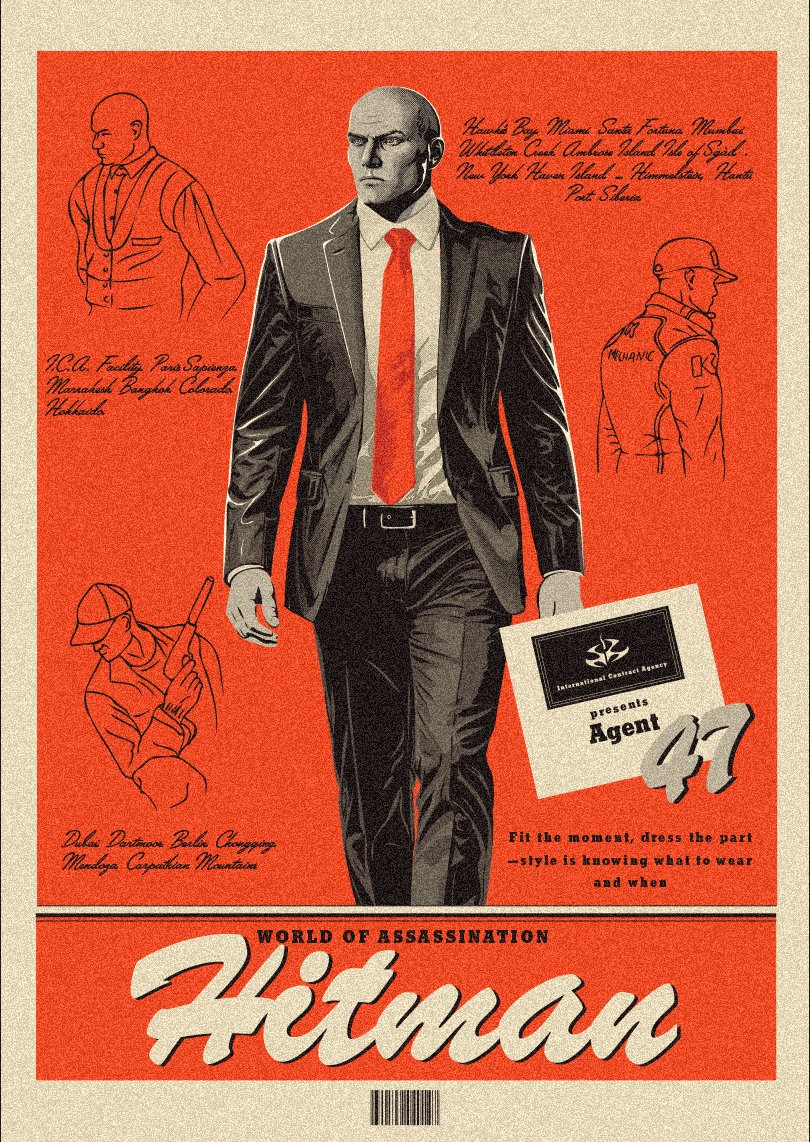 DesignPica's tweet image. Fit the moment, dress the part. Hitman retro advert design #hitman #posterdesign #agent47