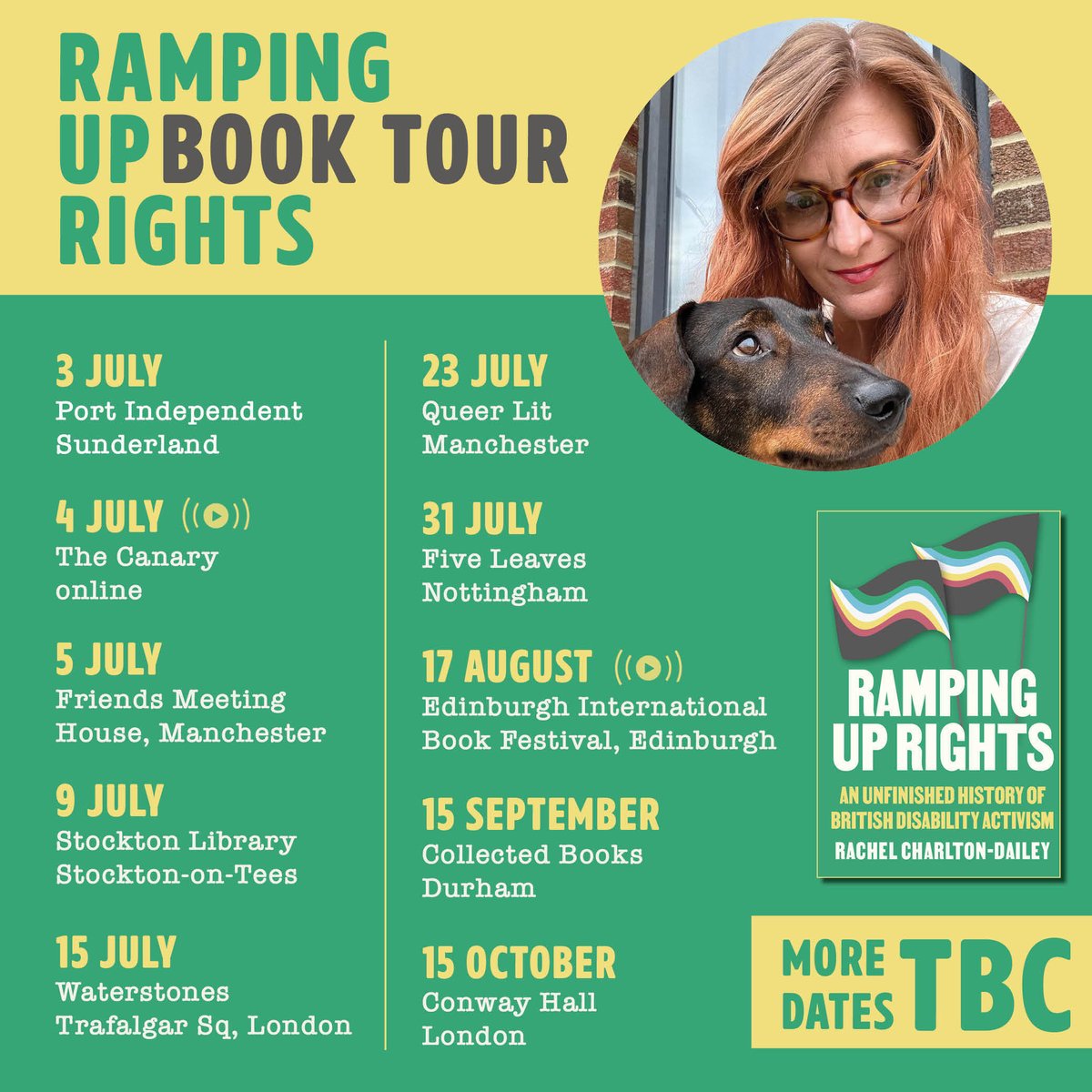 Hurst Publishers (@hurstpublishers) on Twitter photo BOOK TOUR!! 📚🚗⭐️
Join <a href="/RachelCDailey/">Rachel Charlton-Dailey</a> on a tour of brilliant venues around the UK for the launch of their new book, Ramping Up Rights: An Unfinished History of British Disability Activism! Out in July in time for Disability Pride Month✨
See bookshop websites to RSVP 👇 BOOK TOUR!! 📚🚗⭐️
Join <a href="/RachelCDailey/">Rachel Charlton-Dailey</a> on a tour of brilliant venues around the UK for the launch of their new book, Ramping Up Rights: An Unfinished History of British Disability Activism! Out in July in time for Disability Pride Month✨
See bookshop websites to RSVP 👇