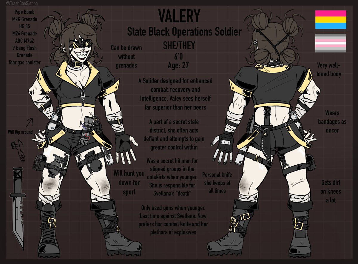 TrashCanSienna's tweet image. Here it is! Svetlana and the gang refs for my original story: Heresy N’ Carnage (A story where the world ended and humanity must survive within the cities cleansed and pure while those “infected” by eldritch curses and deities must roam the outskirts)
#ocart #refsheets #HeresyNC