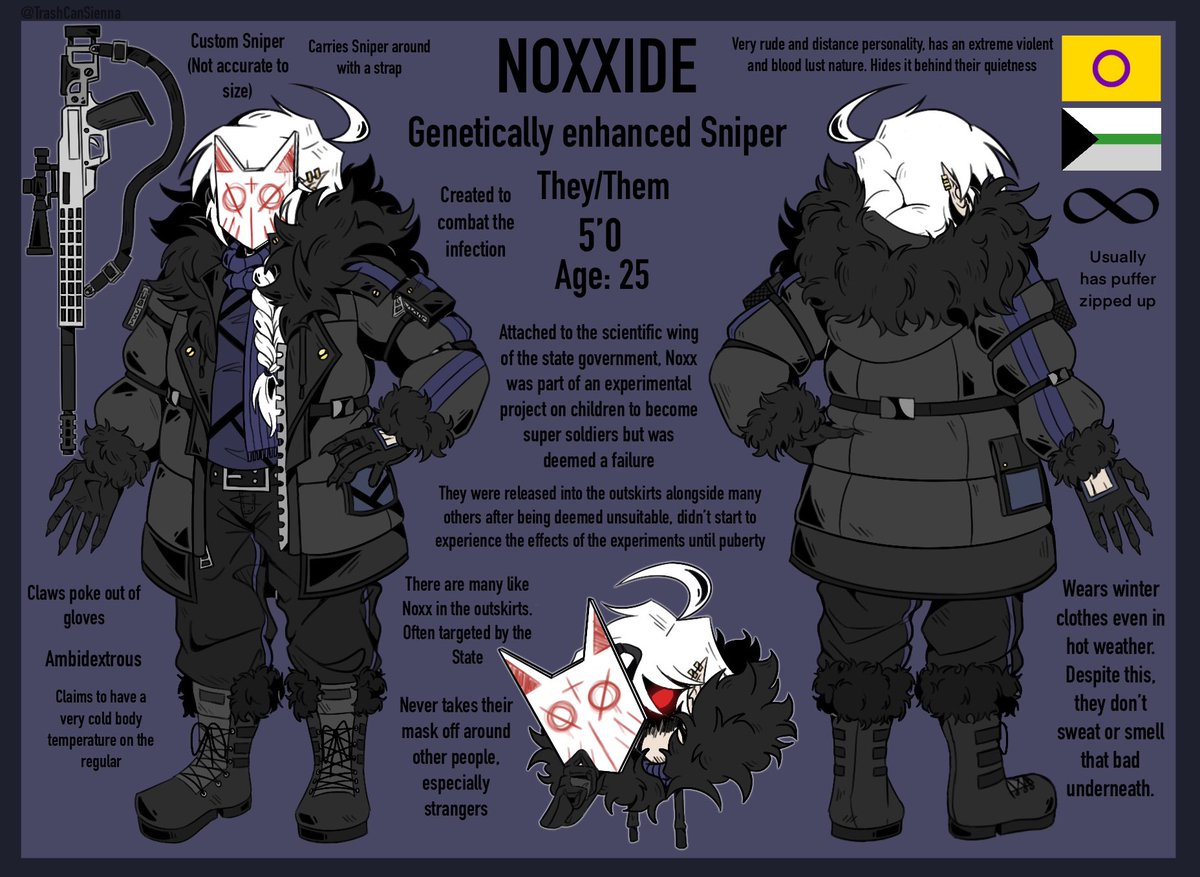 TrashCanSienna's tweet image. Here it is! Svetlana and the gang refs for my original story: Heresy N’ Carnage (A story where the world ended and humanity must survive within the cities cleansed and pure while those “infected” by eldritch curses and deities must roam the outskirts)
#ocart #refsheets #HeresyNC