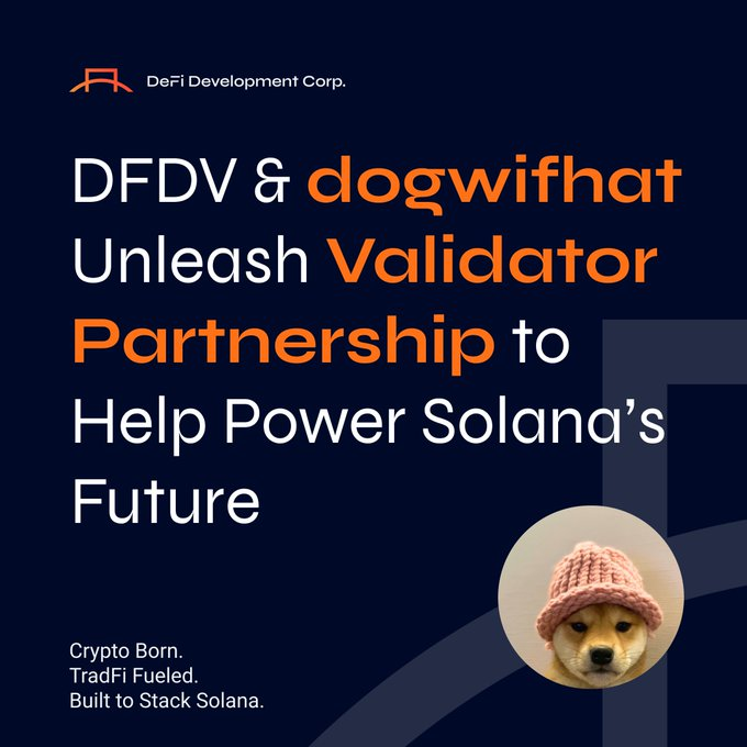 🏛️ <a href="/defidevcorp/">DeFi Dev Corp.</a> teams up with <a href="/dogwifcoin/">dogwifcoin</a> to launch a $WIF validator on @Solana

Institutional-grade infrastructure, community-owned by the dogwifhat holders

Expanding decentralized staking with real-world backing — is this the blueprint for future validators?