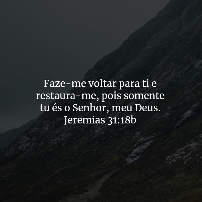 O_Cristao1's tweet photo. Faze-me voltar para ti e restaura-me, pois somente tu és o Senhor, meu Deus.

Jeremias 31:18b https://t.co/sxwM7w5T9A