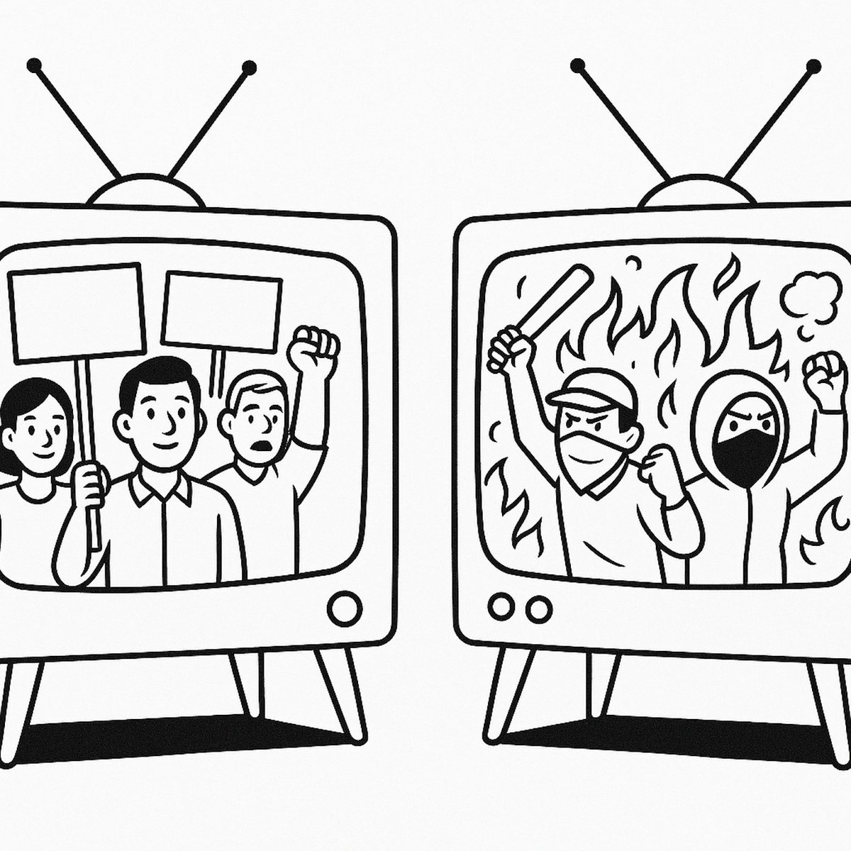 DrSturg's tweet image. Was it a protest or a riot? Facts About Protest Coverage You Should Know: *Media focus on dramatic or violent images. *Peaceful, legitimate demands often get overshadowed. Get all the details on this week's UnSpun podcast. Here or where you pod. bit.ly/UnSpunPod