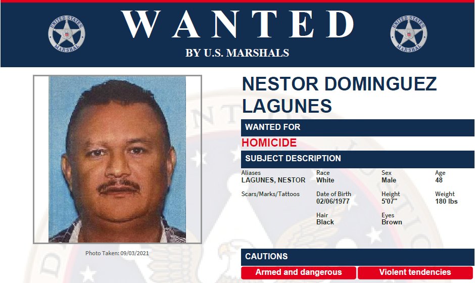 USMSCedarRapids's tweet image. 🚨 #FugitiveOfTheWeek
Nestor Dominguez Lagunes, 48, is wanted for the Aug. 28, 2021 homicide of Jose Florentine Ramirez Landin in Cedar Rapids, IA.
💬 Submit tips at p3tips.com/USMS.aspx or call 1-877-WANTED-2.
#USMS #Wanted #Fugitive #CedarRapids