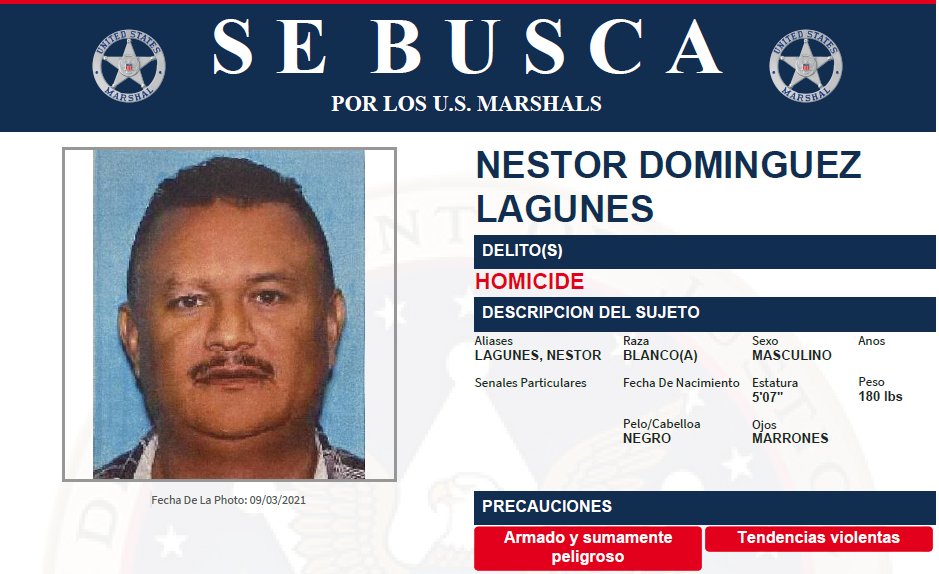 USMSCedarRapids's tweet image. 🚨 #FugitiveOfTheWeek
Nestor Dominguez Lagunes, 48, is wanted for the Aug. 28, 2021 homicide of Jose Florentine Ramirez Landin in Cedar Rapids, IA.
💬 Submit tips at p3tips.com/USMS.aspx or call 1-877-WANTED-2.
#USMS #Wanted #Fugitive #CedarRapids