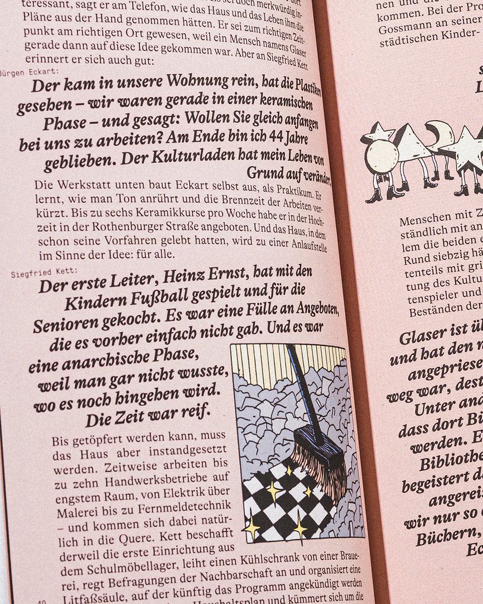 grillitype's tweet image. 50th anniversary of Nuremberg’s Kulturläden. 🎈
Using GT Pressura and GT Alpina, design studio Complex Pleasures created a vibrant book and accompanying campaign that traces the rich history of Nuremberg.