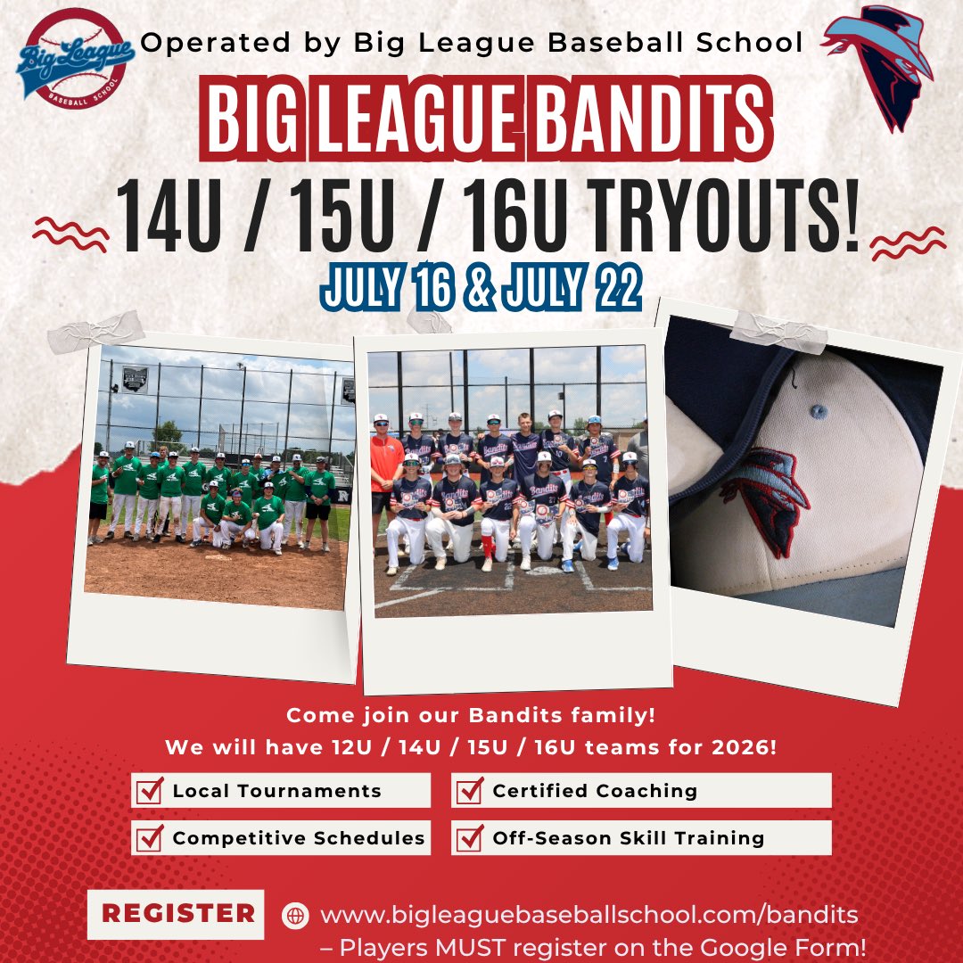 Visit our website for more info!

bigleaguebaseballschool.com/bandits