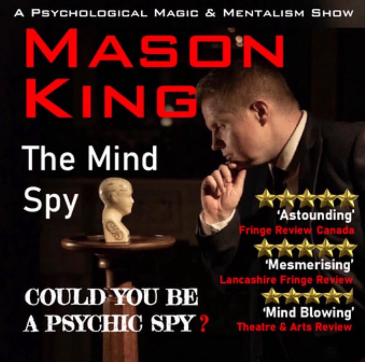 MKMindReader's tweet image. Heading to #EdFringe this August?!
Come along to @theSpaceUK & check out my new show ‘Mason King - The Mind Spy’.
A psychological magic & mentalism show based on the real life covert psychic experiments undertaken by the US Government in the 1970’s. 👁️
thespaceuk.com/shows/2025/mas…