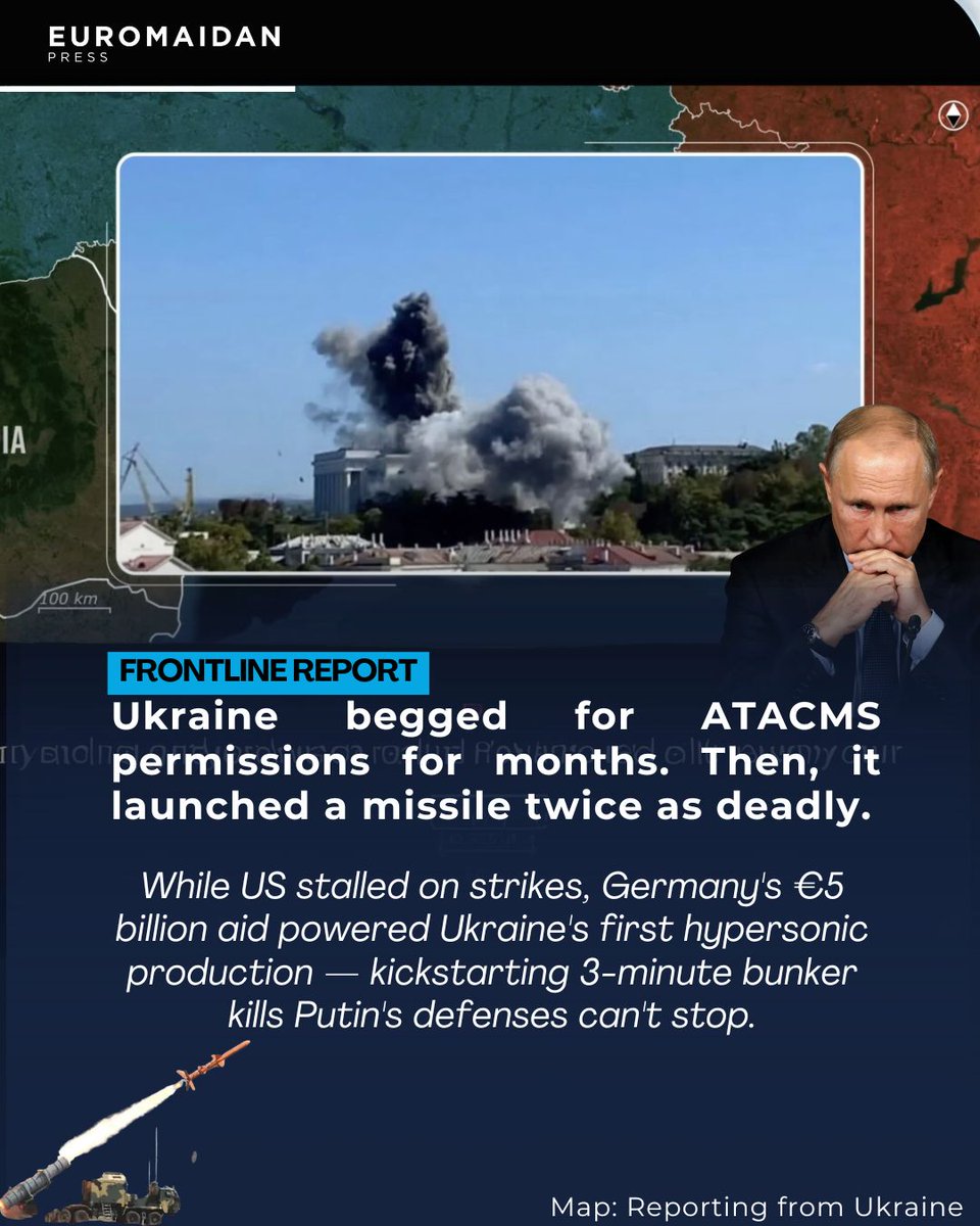 What happens when Ukraine stops asking for permission and starts building solutions? Ask Putin's fuming command posts.

As Washington debated targets, Berlin funded a $3-million hypersonic missile factory threatening bunkers 186 miles (300 km) deep into Russia. While every ATACMS