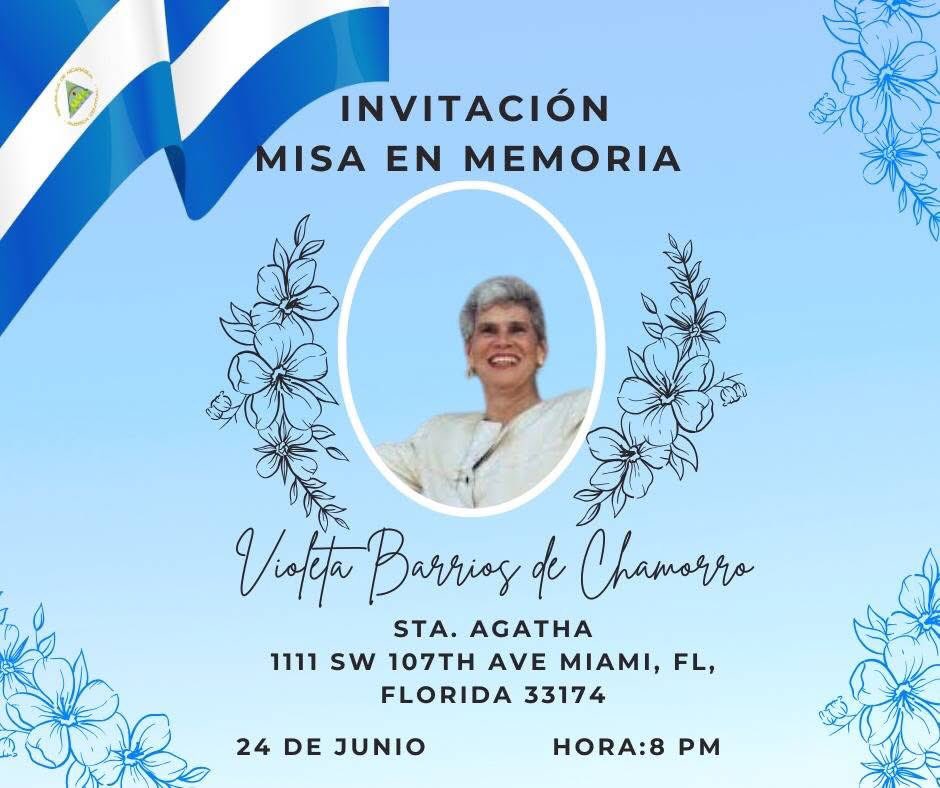Misa por el eterno descanso de Doña Violeta Barrios de Chamorro.
Ex Presidente de Nicaragua. 🙏🇳🇮