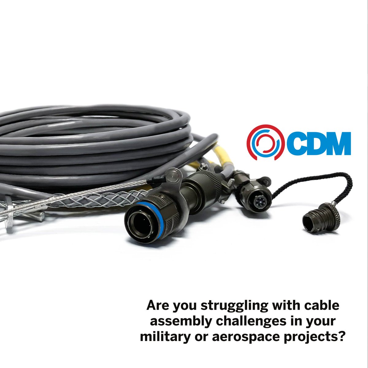 cdmincorporated's tweet image. Custom cable assemblies make or break mission-critical systems. CDM has delivered precision cable solutions for 30+ years. ISO 9001 and AS9100 based. Do not let cable issues ground your project. Contact us today. #CableAssembly #AerospaceEngineering