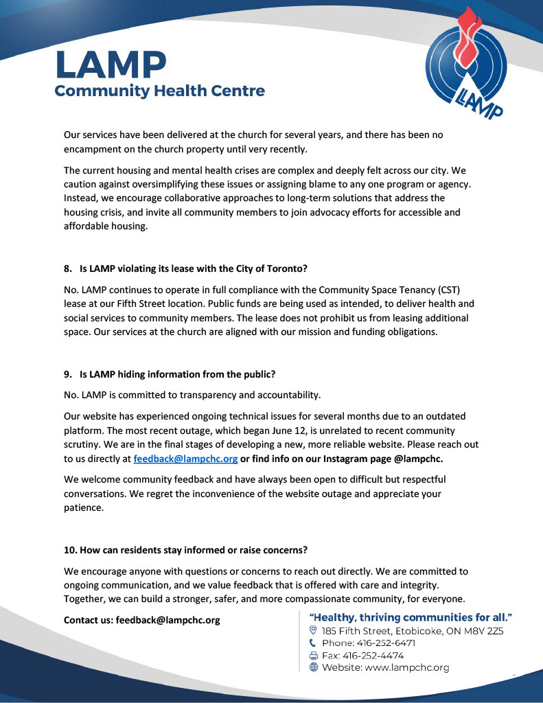 Letter to the community from LAMP’s executive director Keddone Dias.    We would like to share this FAQ with you to address recent concerns, clarify misinformation, and reaffirm our ongoing commitment to health, dignity, respect, and truth in the community.