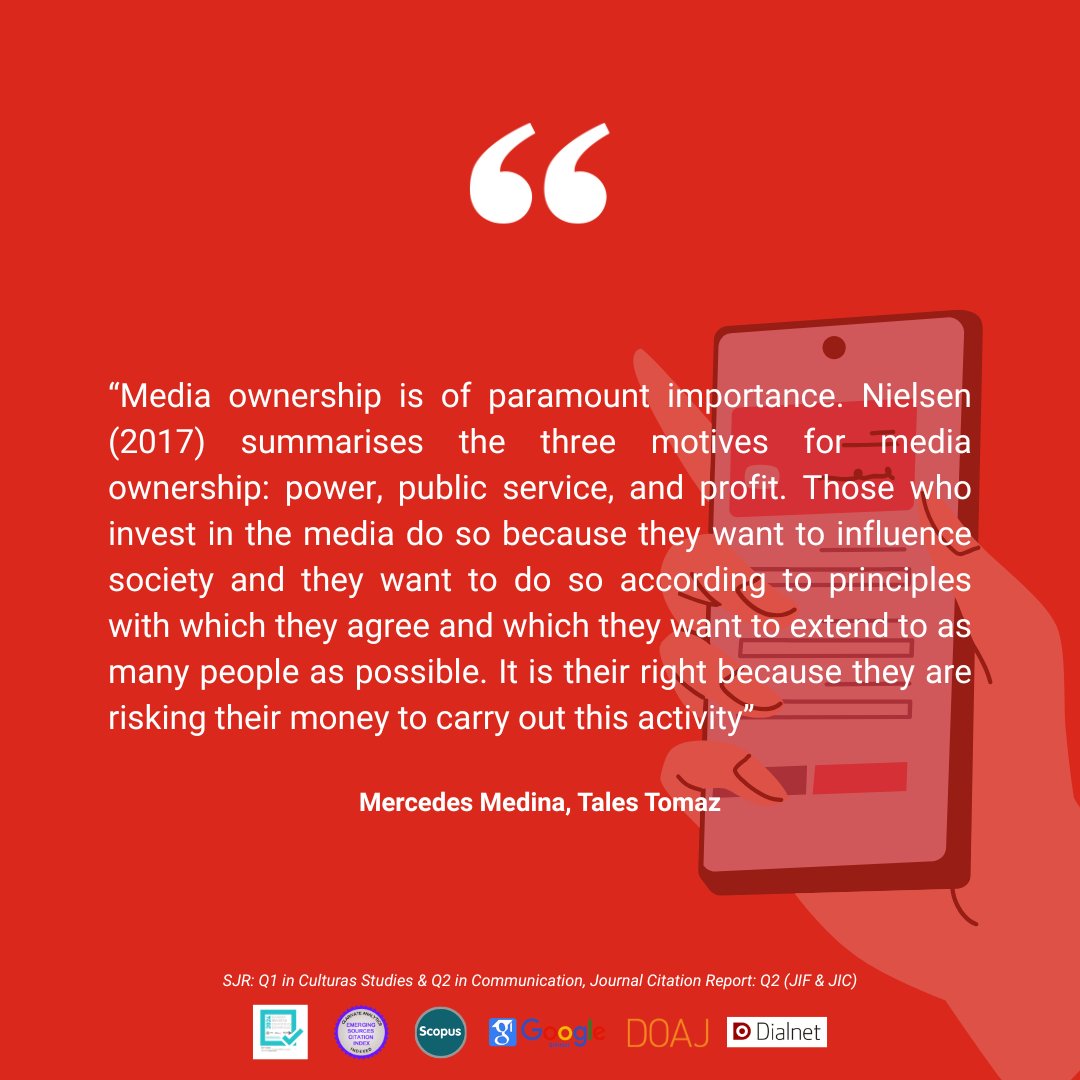 JournalCommSoc's tweet image. 📄“Introduction. Resilient media companies: the role of media ownership in the industry of digital contents” by @mmlaveron, @TalesTomaz
doi.org/10.15581/003.3…
#OpenAccess #Communication #Academic #Ownership #Resiliency #Media #Digital #Concentration #Transparency