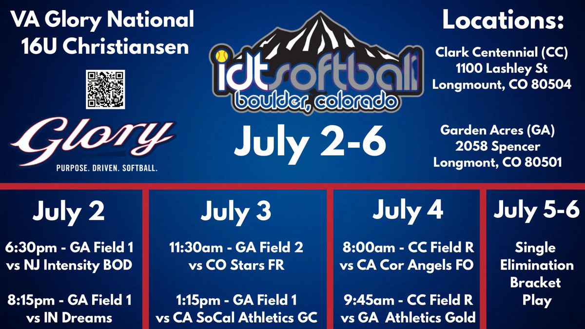 MylaHarding2027 (@mylaharding) on Twitter photo Below are our schedules for
1. Team NJ Summer Classic
2. Glory Organizational Workout in Colorado followed by the IDT Tournament out there! <a href="/16GloryNational/">VA Glory 16u National - Christiansen</a> Below are our schedules for
1. Team NJ Summer Classic
2. Glory Organizational Workout in Colorado followed by the IDT Tournament out there! <a href="/16GloryNational/">VA Glory 16u National - Christiansen</a>