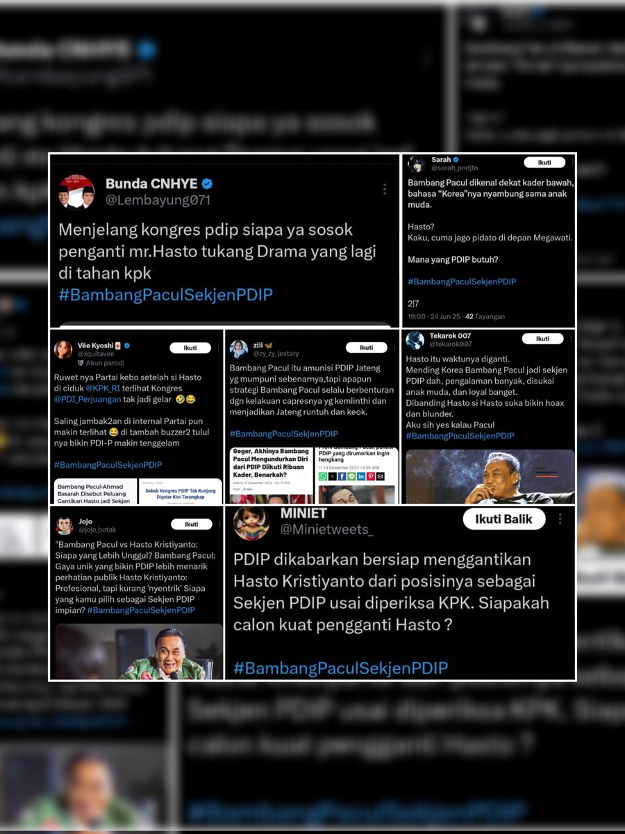 Ada fenomena apa nih, gerombalan pecundang yang selama ini selalu menyerang dan menghujat PDIP, tetiba secara serentak menggaungkan siapa yang layak jadi Sekjen PDIP dengan menaikkan hashtag #BambangPaculSekjenPDIP 

Mengingat kelakuan mereka selama ini yang terus-terusan