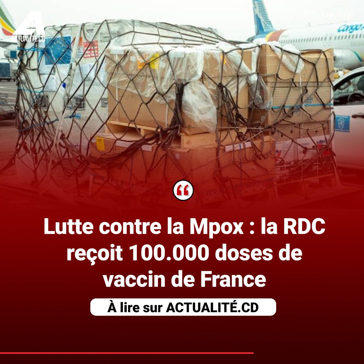 Lutte contre la Mpox: la RDC reçoit 100.000 doses de vaccin de France

Pour suivre la chaîne Whatsapp de actualité.CD 👉🏾 whatsapp.com/channel/0029Va…