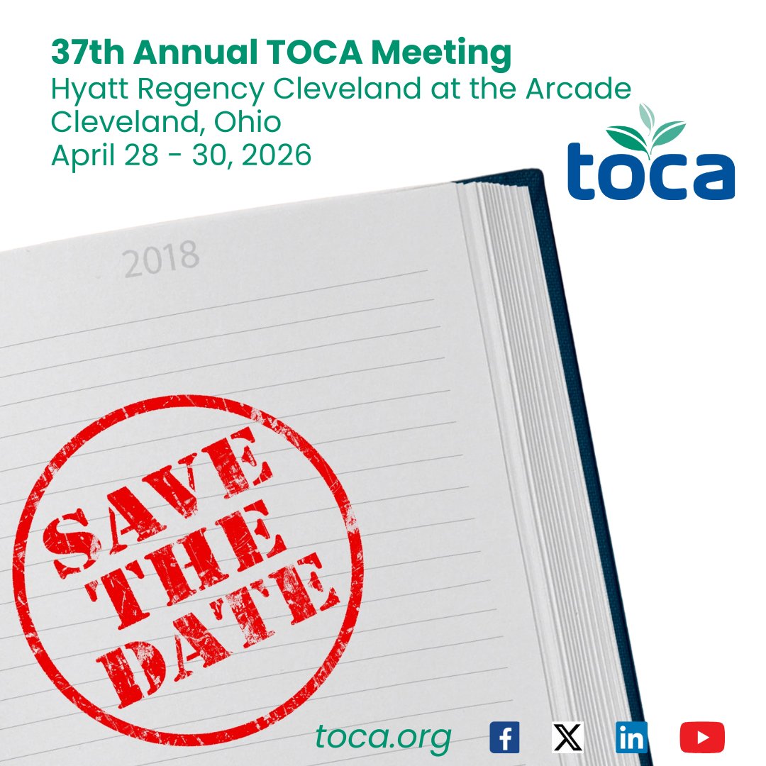 📅 SAVE THE DATE!

Watch out Cleveland - we are heading your way!

The 37th Annual TOCA Meeting is being held on April 28-30, 2026 at the Hyatt Regency Cleveland at the Arcade in Cleveland, Ohio.

Get ready for a great time!