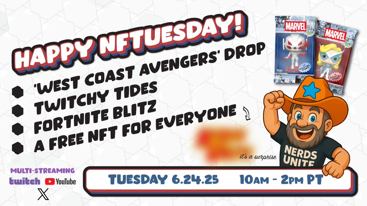 CSSully's tweet photo. Happy #NFTuesday!!
The FIRST EVER Marvel Funko NFT drop lands at 11am today &amp; I'll be streaming LIVE.
 ... 🔗⬇️ ... https://t.co/WUif3Buqld