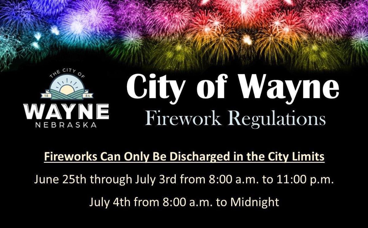 We’ve quickly approached that time of year where firework tents have been popping up around town. Here is a reminder of when setting off fireworks, in city limits of <a href="/CityofWayne/">City of Wayne</a> are permitted heading into this 4th of July season.