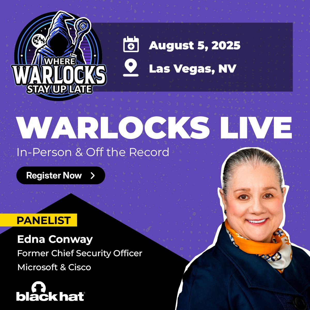warlockstaylate's tweet image. Excited to have @Edna_Conway join our Warlocks Live panel 8/5! Former CSO at MSFT & Cisco, she's a leading expert on ENT security & supply ⛓️ resilience. Join us at Michael Jackson's former Vegas estate for this exclusive event. Limited spots ➡️ lu.ma/warlocks-live-…