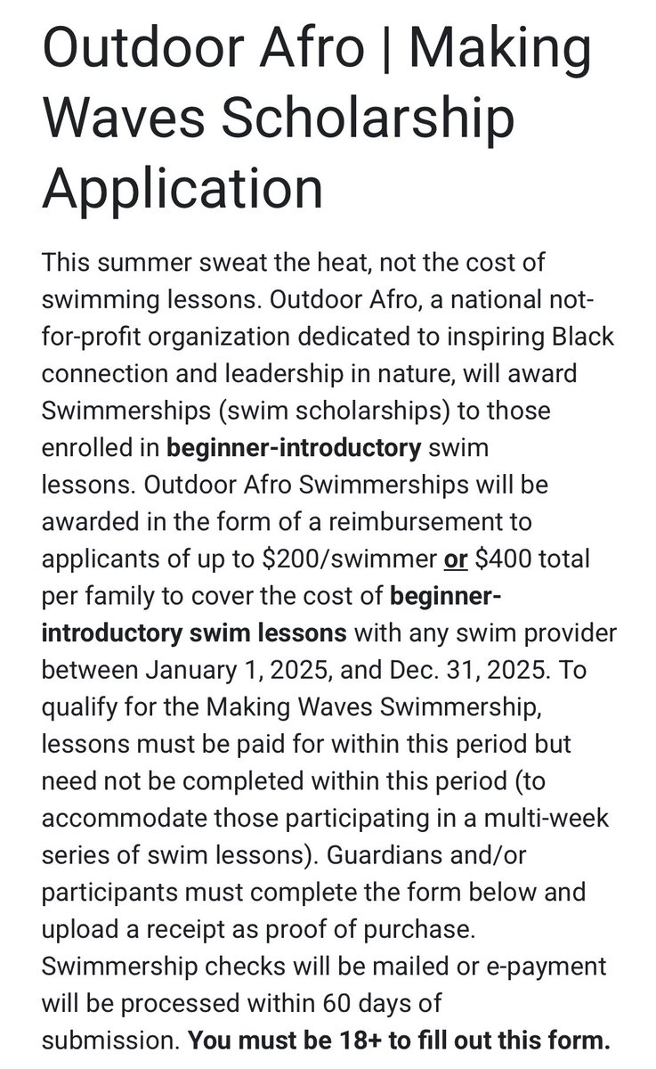 Outdoor Afro is offering scholarships to cover the costs of anyone, at any age, interested in learning how to swim: