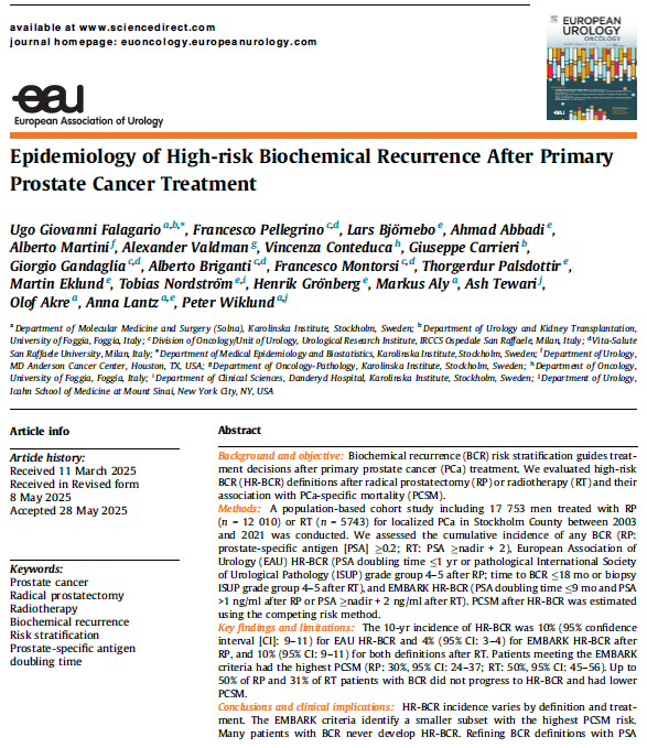 Adam_Weiner535's tweet photo. 🚨Epidemiology of High-risk Biochemical Recurrence After Primary #ProstateCancer Treatment🚨

🙍‍♂️🙍‍♂️17K population-based study

👉 Using BCR risk groups continues to show promise to personalize treatment intensity for future patients

@EurUrolOncol

🔗https://t.co/oOyQnGrLTL

@urotoday @renalandurology @UrologyTimes
