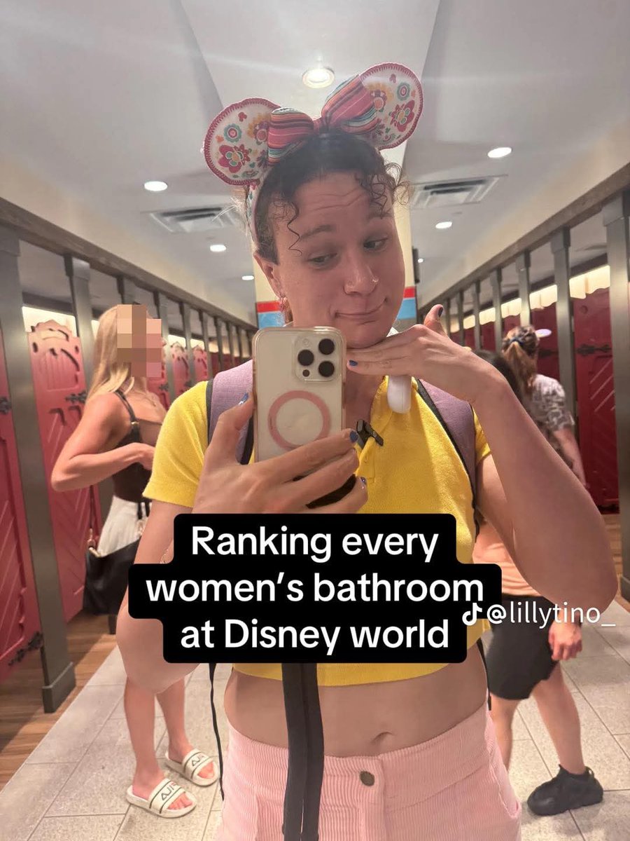 TaraBull's tweet photo. Trans TikToker Lilly Tino under investigation for filming in a Disney women's bathroom, punishable up to 5 years in prison. https://t.co/0FeVD6kNzC
