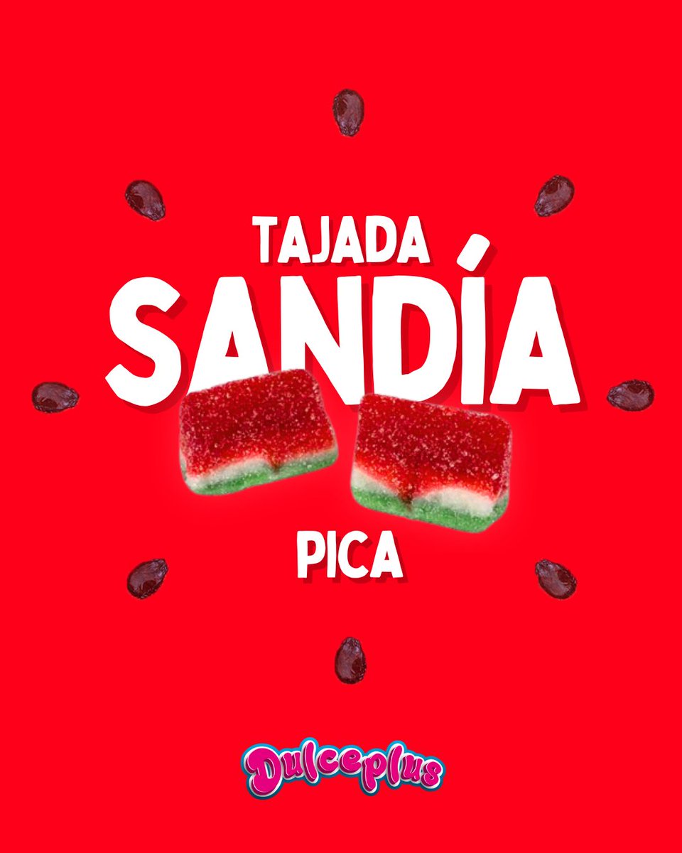 Dulceplus's tweet photo. 🍉💥 ¡Explosión de sabor veraniego! La Tajada Sandía Pica de Dulceplus combina lo mejor del verano:
🍉 sabor jugoso + 🌶️ toque ácido = pura diversión en cada bocado.

¡Refrescante, atrevida y 100 % irresistible!

#dulceplus #sweet #candy #azucar #gummies #chuches #golosinas https://t.co/ykTI9Plpmj