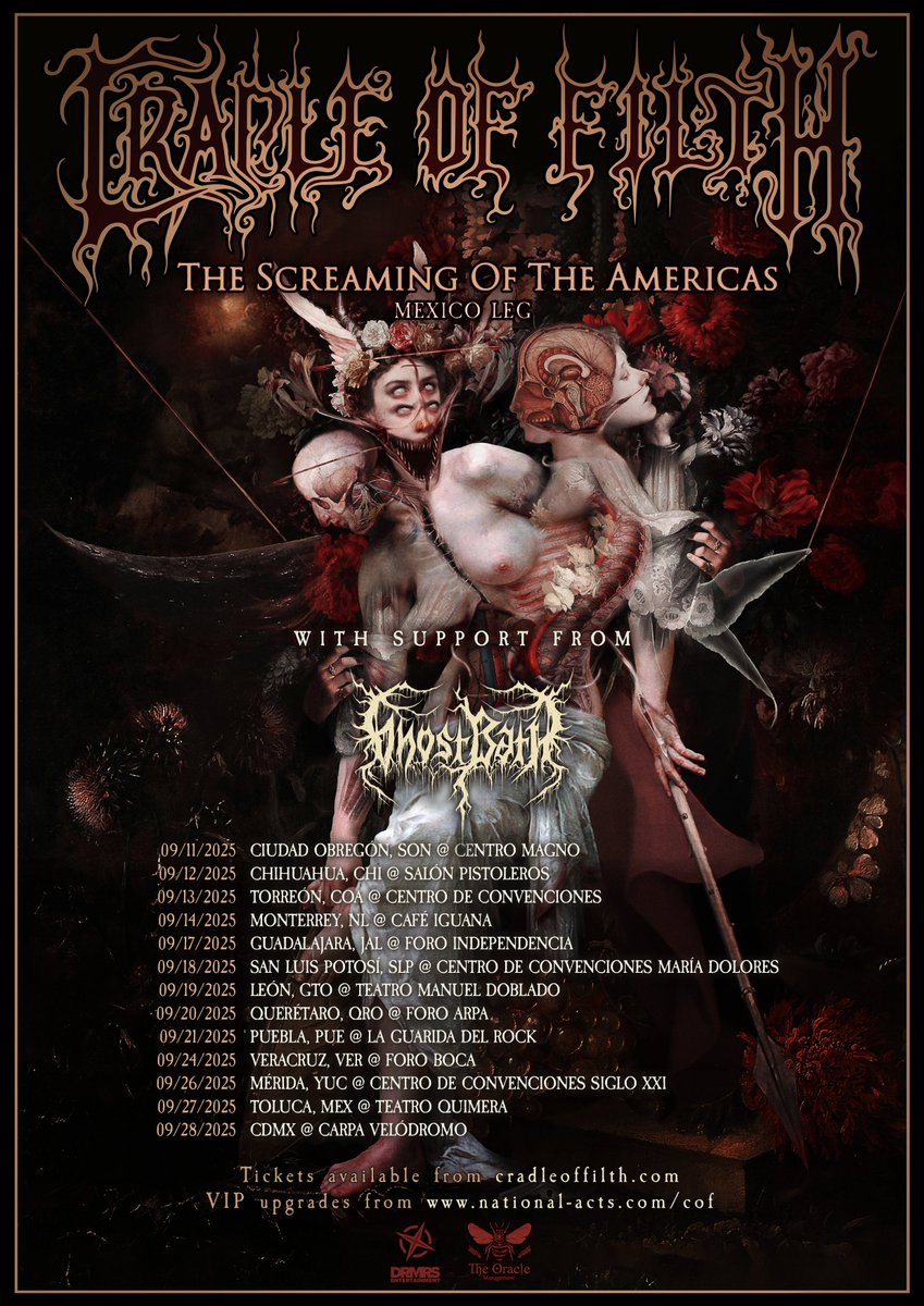 MEXICO

We return for a slew of shows with Cradle of Filth this September
See you soon 🥀🥀🥀
Let’s rock and roll \m/

Tickets: linktr.ee/ghostbath