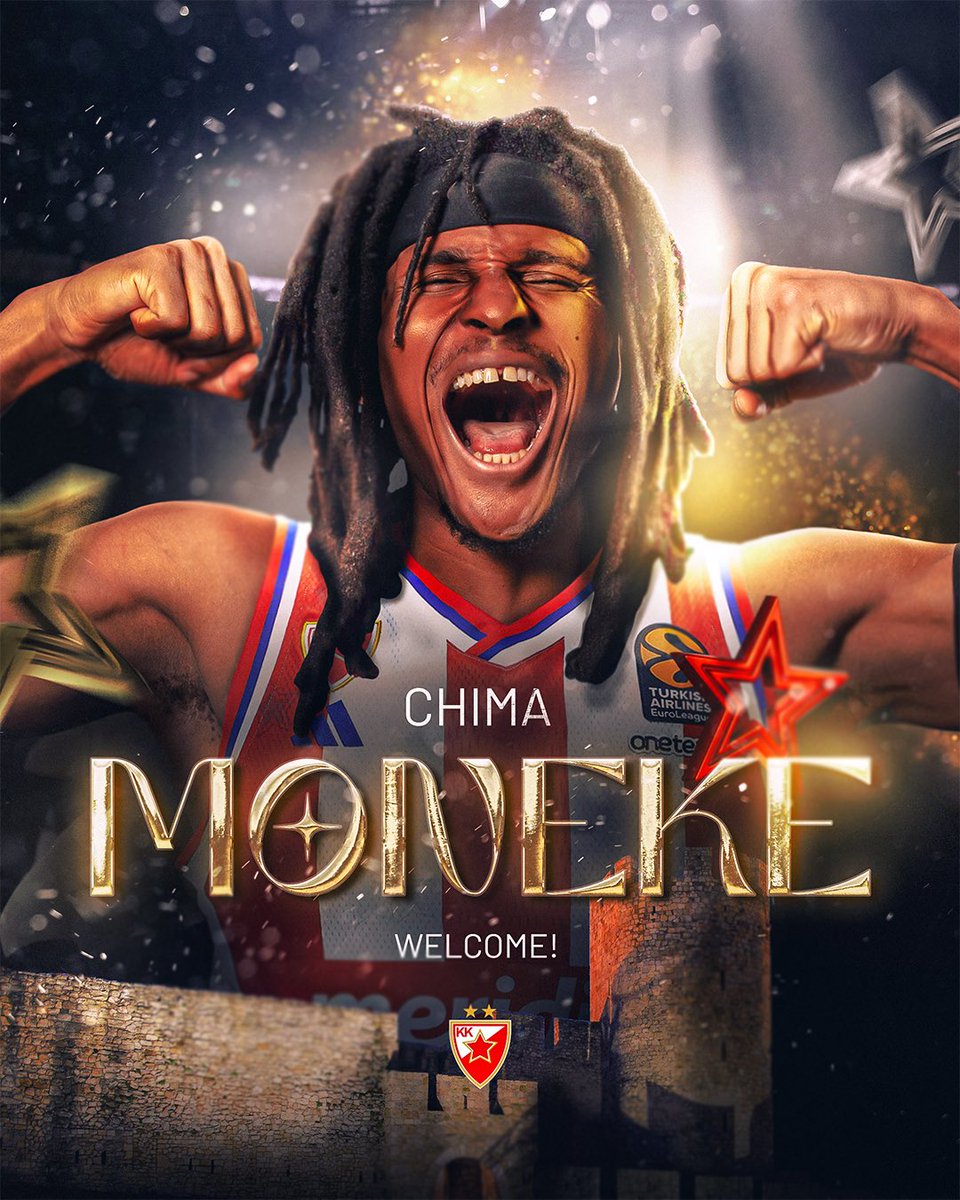 КК Црвена звезда Меридианбет обавештава јавност и све Звездаше да је нови члан нашег клуба Чима Монеке.

Репрезентативац је Нигерије, а бивши члан француских клубова Роан и Орлеан. Сезона којом је скренуо пажњу на себе одиграо је у шпанској Манреси 2022. године када је та екипа