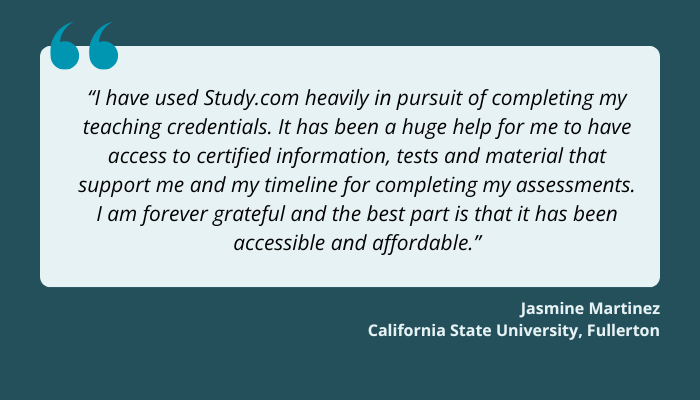 Study.com's AI-powered Teacher Test Prep offers personalized learning experiences tailored to each user's unique strengths and areas for improvement, helping aspiring educators gain the skills and confidence needed to pass their certification exams, which are