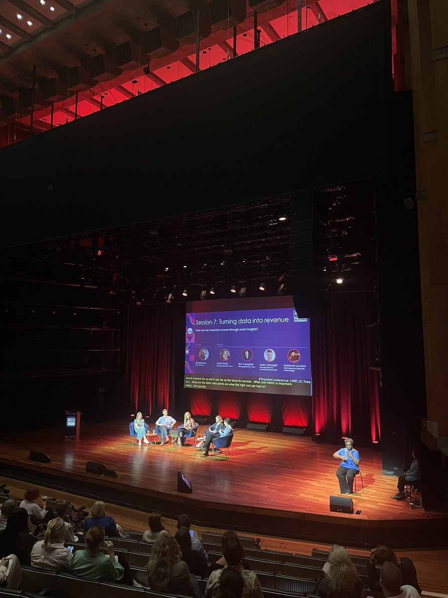 Refreshed after our break, we’re discussing audience loyalty and retention vs acquisition, and collaborating to share data to increase its impact, in the ‘Turning data into revenue’ session, chaired by Jill Robinson of <a href="/TRGArts/">TRG Arts</a>.

#TheatreConference