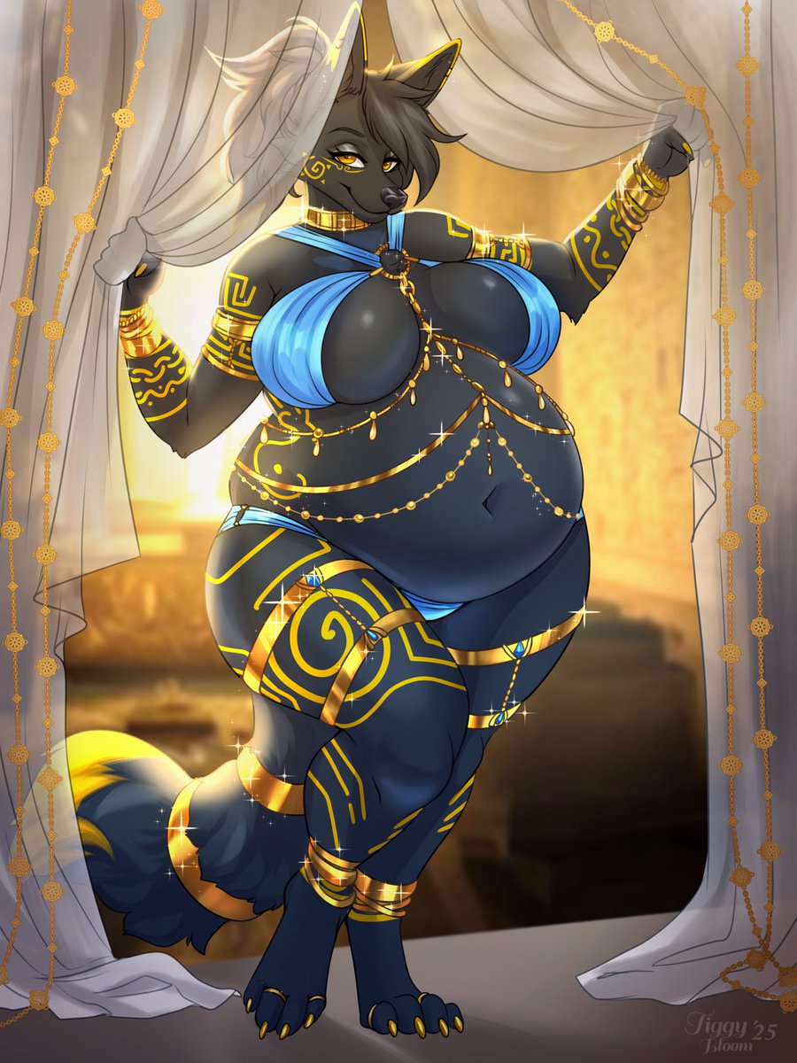 TiggyBloom's tweet photo. Tahani enters adorned in her finest gold jewelry ~ 💛

Illustration Comm for englishweasel aka Weas! https://t.co/5wJONO7M3U